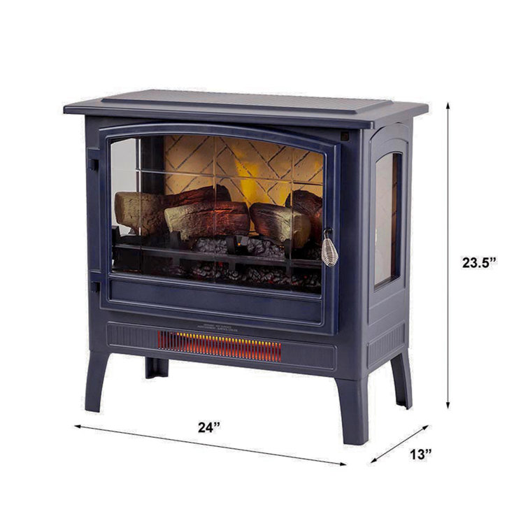 Navy Blue Freestanding Electric Fireplace Stove with Mantel