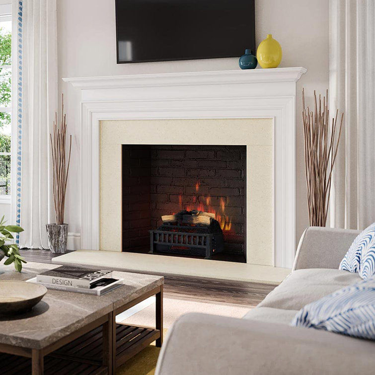 20-Inch Black Electric Fireplace Log Set with Faux Wood