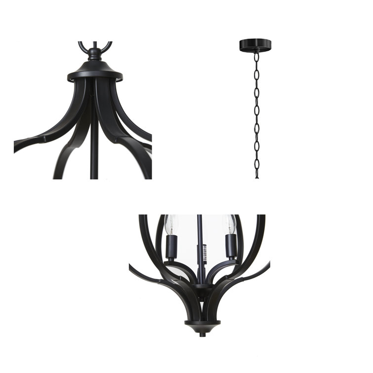 Nava Black Metal 3-Light Candle Chandelier with Adjustable Chain