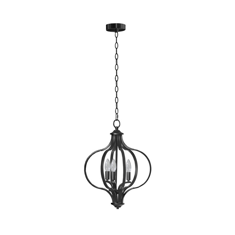 Nava Black Metal 3-Light Candle Chandelier with Adjustable Chain
