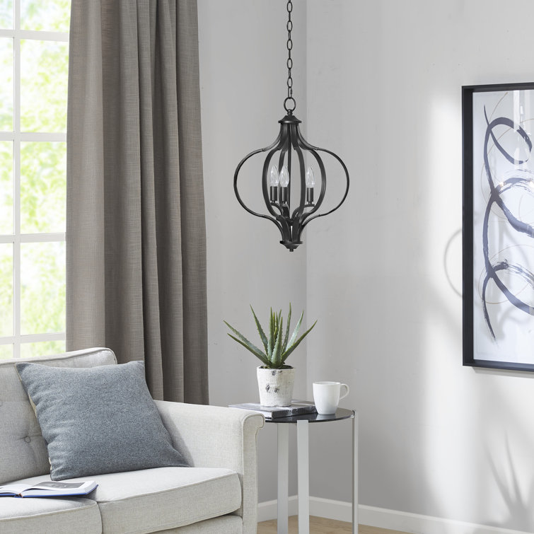 Nava Black Metal 3-Light Candle Chandelier with Adjustable Chain