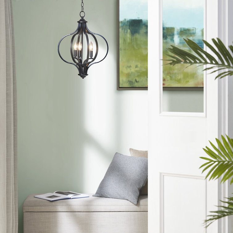 Nava Black Metal 3-Light Candle Chandelier with Adjustable Chain
