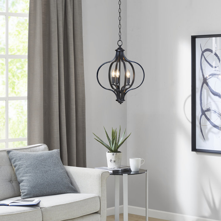 Nava Black Metal 3-Light Candle Chandelier with Adjustable Chain