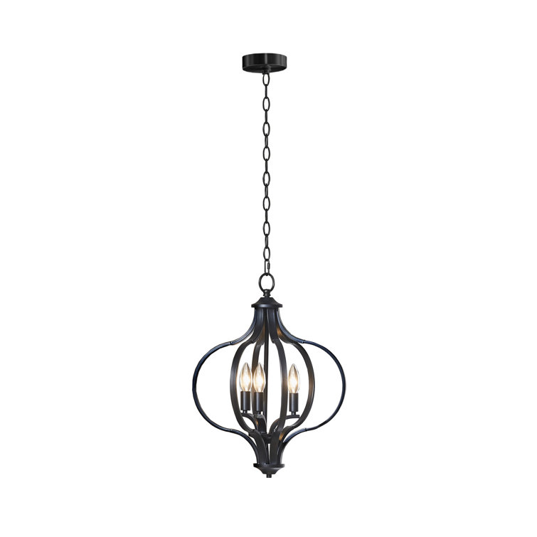 Nava Black Metal 3-Light Candle Chandelier with Adjustable Chain