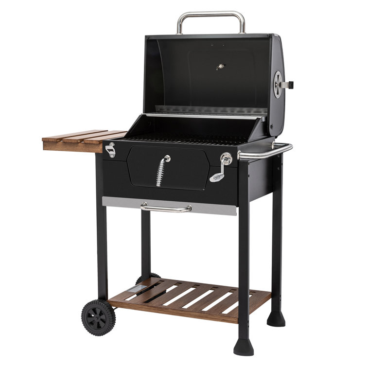 Royal Gourmet 24-Inch Black Stainless Steel Charcoal Grill with Smoker