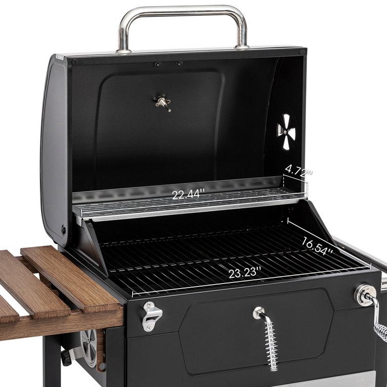Royal Gourmet 24-Inch Black Stainless Steel Charcoal Grill with Smoker