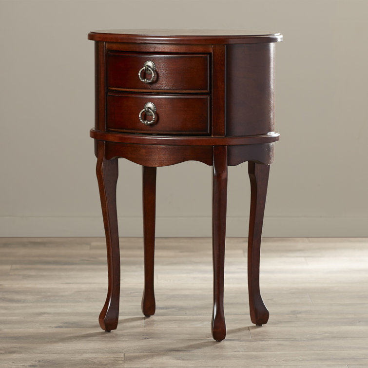 Plantation Cherry Oval Wood Side Table with Storage
