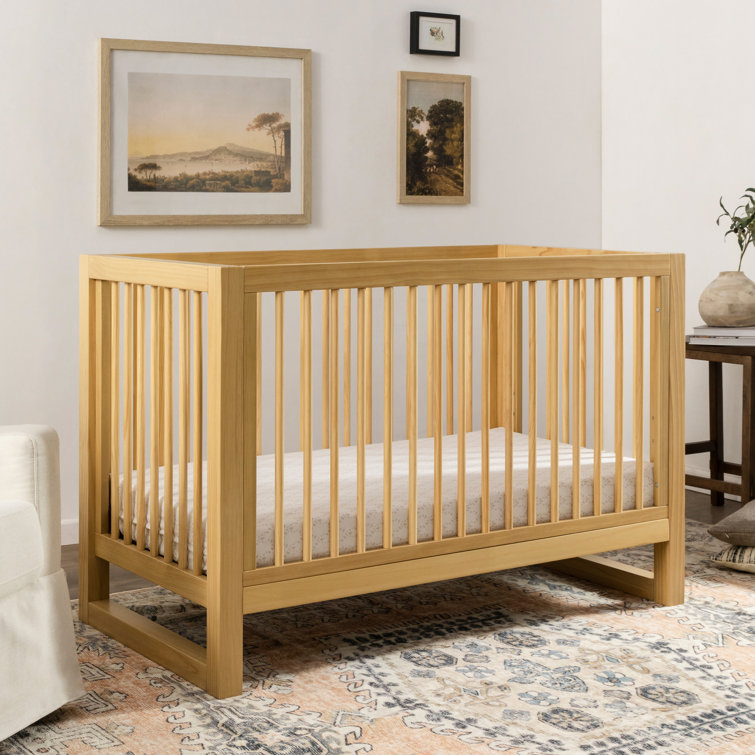 Honey Wood 3-in-1 Convertible Crib with Toddler Bed Kit