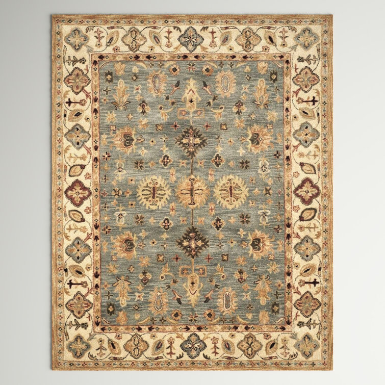 Handmade Elegance Blue Wool Rectangular Tufted Area Rug