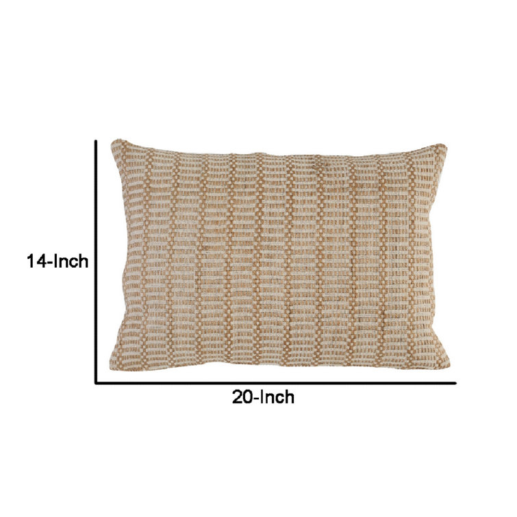 Helen Hand-Woven Beige Jute and Cotton Lumbar Pillow