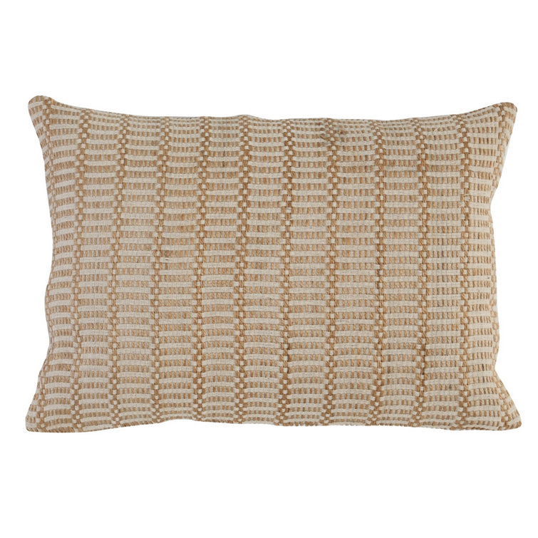 Helen Hand-Woven Beige Jute and Cotton Lumbar Pillow