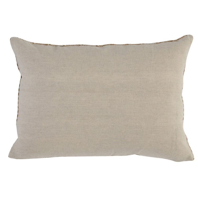 Helen Hand-Woven Beige Jute and Cotton Lumbar Pillow