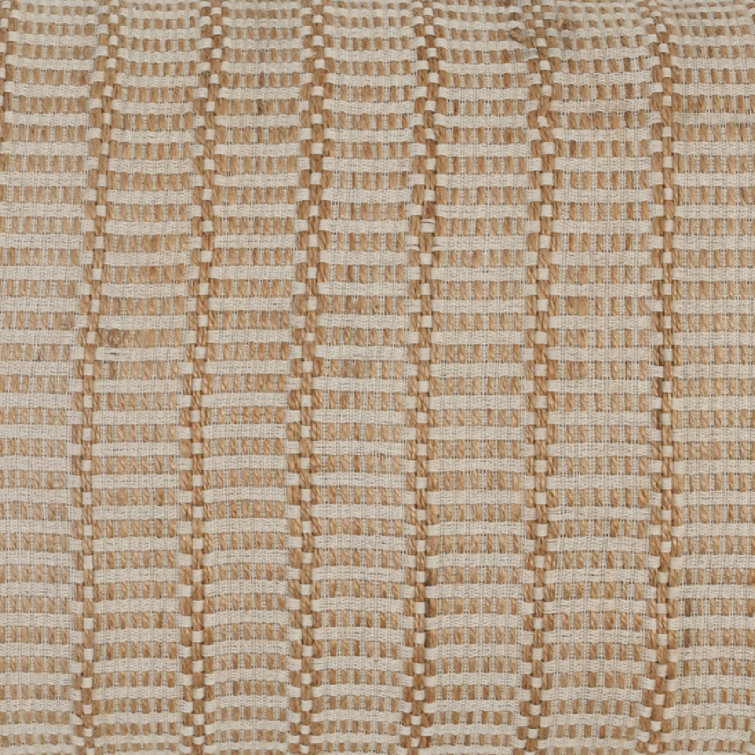 Helen Hand-Woven Beige Jute and Cotton Lumbar Pillow