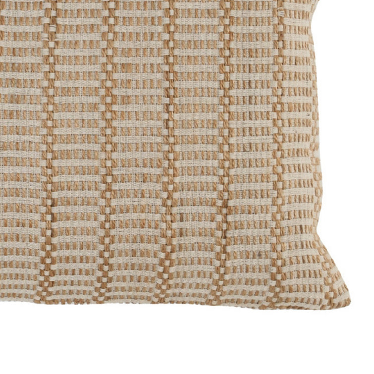 Helen Hand-Woven Beige Jute and Cotton Lumbar Pillow