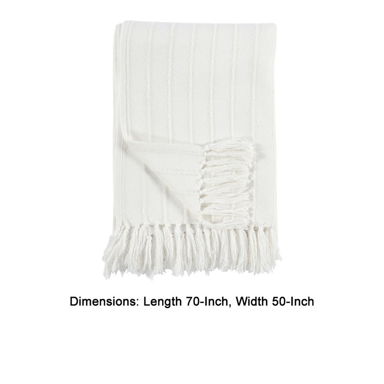 Hendri Knotted Tassel 50”x70” Throw Blanket in White