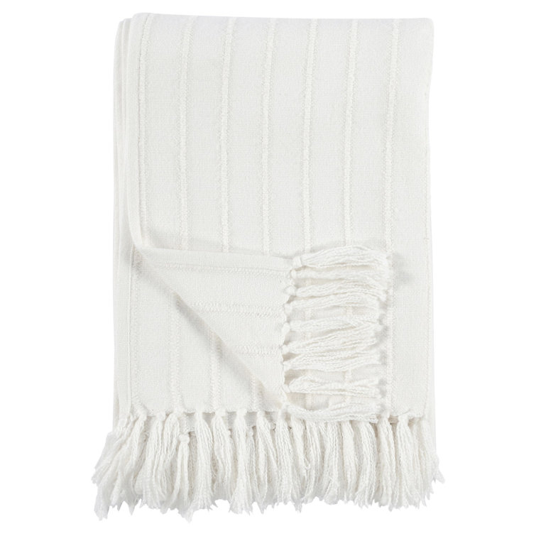 Hendri Knotted Tassel 50”x70” Throw Blanket in White
