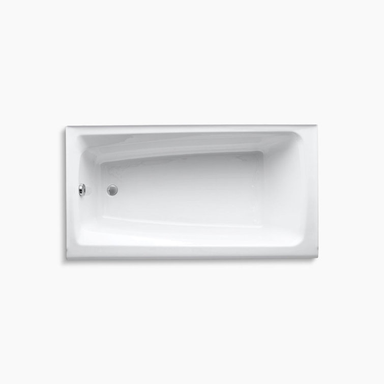 Mendota 60" White Cast Iron Alcove Bathtub with Left Drain