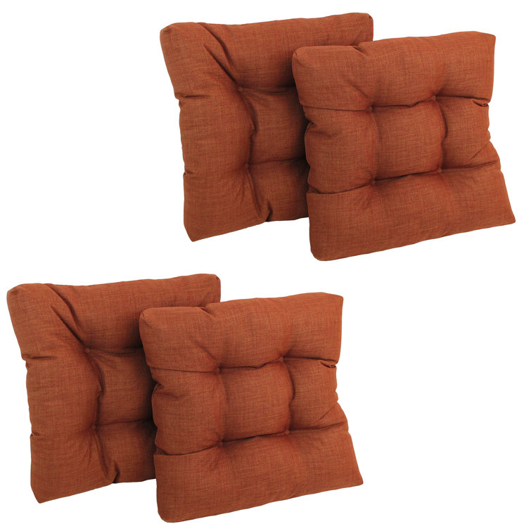 Cinnamon Tufted Square Polyester Dining Chair Cushions, Set of 4