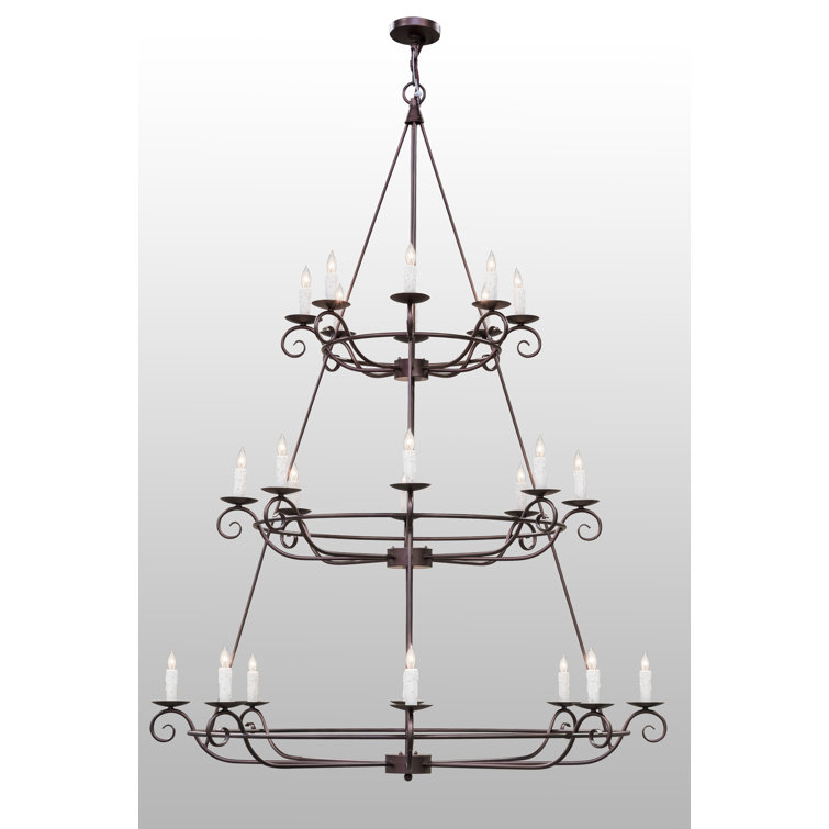Mahogany Bronze 24-Light Tiered Candle Chandelier