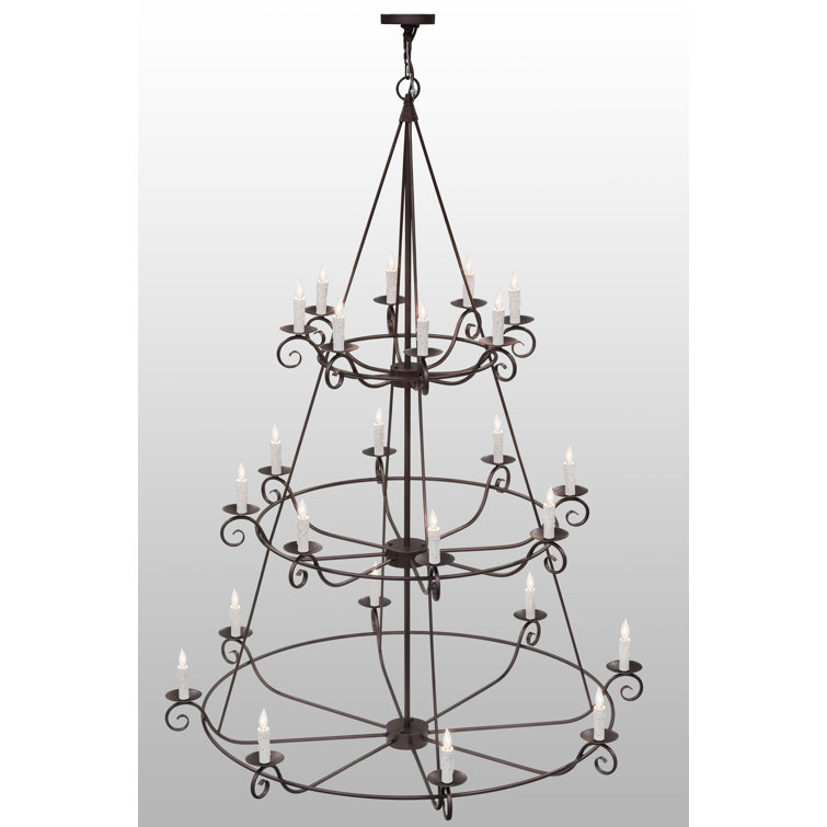 Mahogany Bronze 24-Light Tiered Candle Chandelier