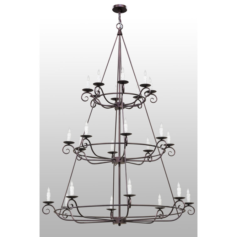 Mahogany Bronze 24-Light Tiered Candle Chandelier