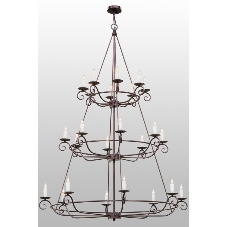 Mahogany Bronze 24-Light Tiered Candle Chandelier