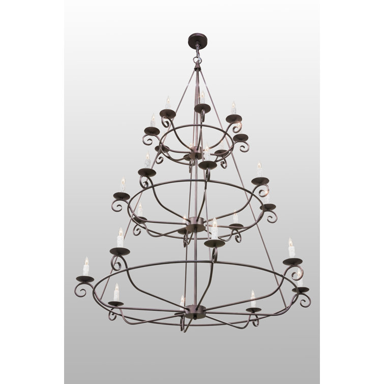 Mahogany Bronze 24-Light Tiered Candle Chandelier
