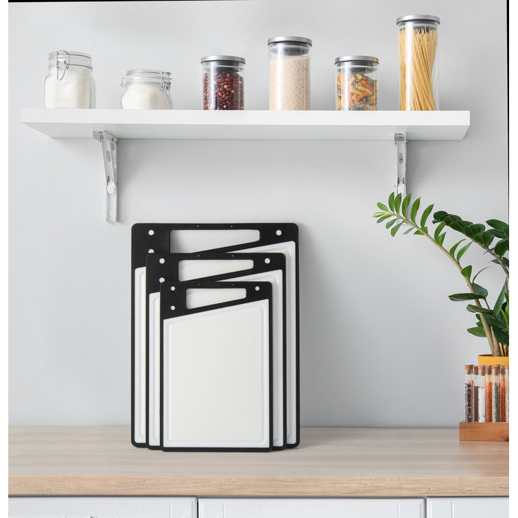 JoyJolt Black and White Plastic Cutting Board Set