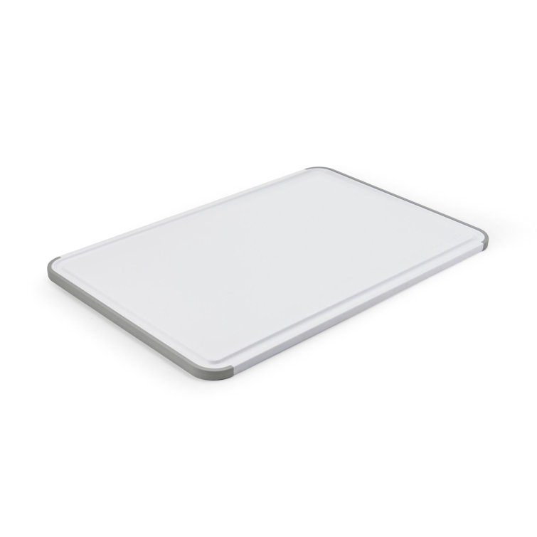White and Gray Rectangular Plastic Cutting Board with Nonslip Edges
