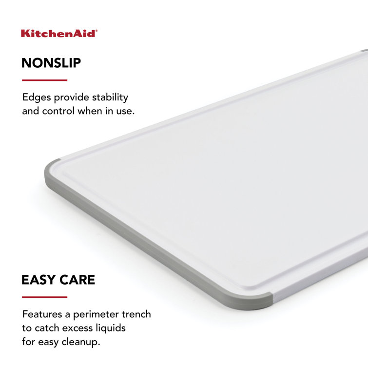 White and Gray Rectangular Plastic Cutting Board with Nonslip Edges