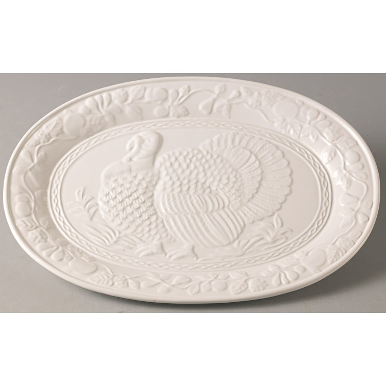 White Ceramic 18.5" x 14.5" Turkey Platter