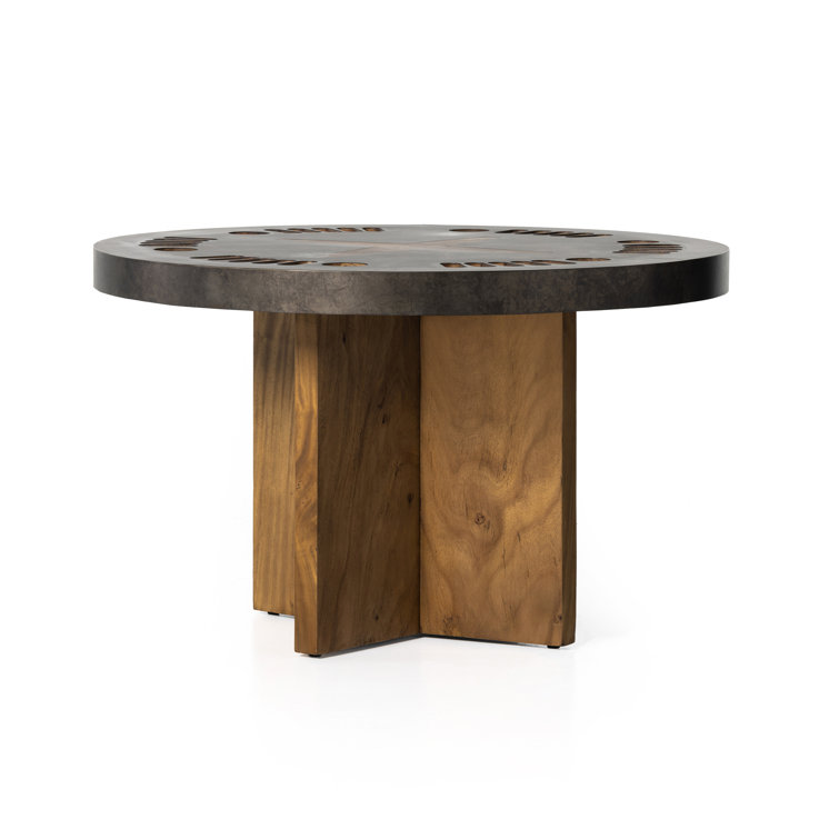 Natural Brown Guanacaste Round 6-Player Poker Table