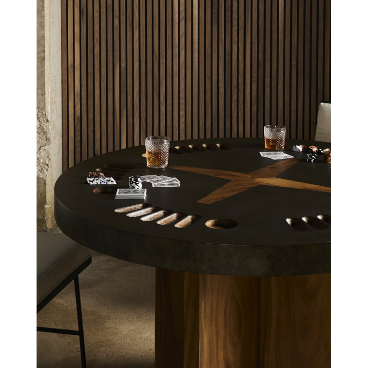 Natural Brown Guanacaste Round 6-Player Poker Table