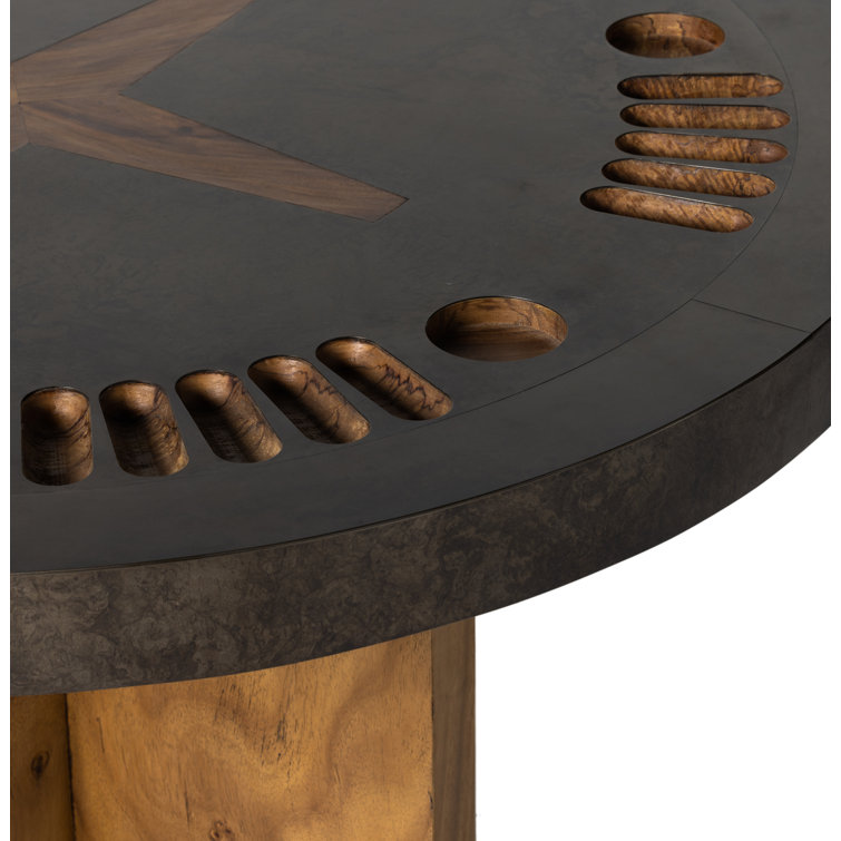 Natural Brown Guanacaste Round 6-Player Poker Table