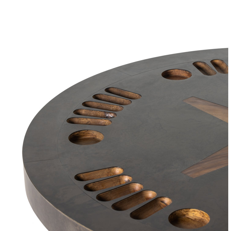 Natural Brown Guanacaste Round 6-Player Poker Table