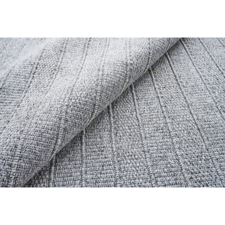 Gray Striped Synthetic Flat Woven 10' x 14' Area Rug