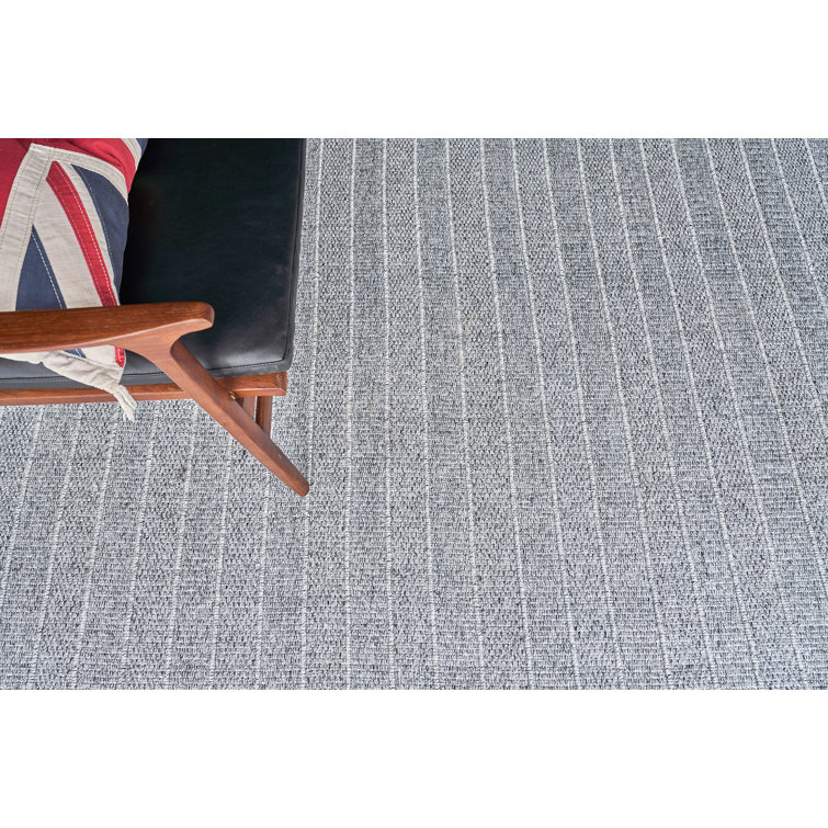 Gray Striped Synthetic Flat Woven 10' x 14' Area Rug