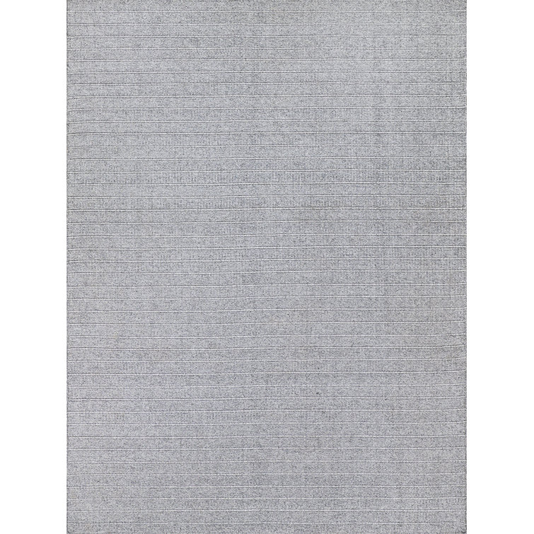 Gray Striped Synthetic Flat Woven 10' x 14' Area Rug