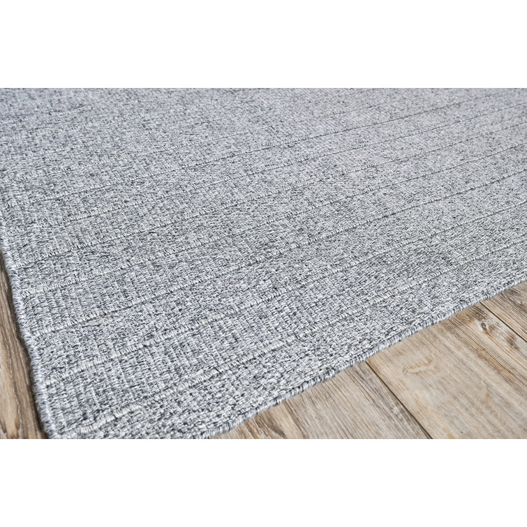 Gray Striped Synthetic Flat Woven 10' x 14' Area Rug