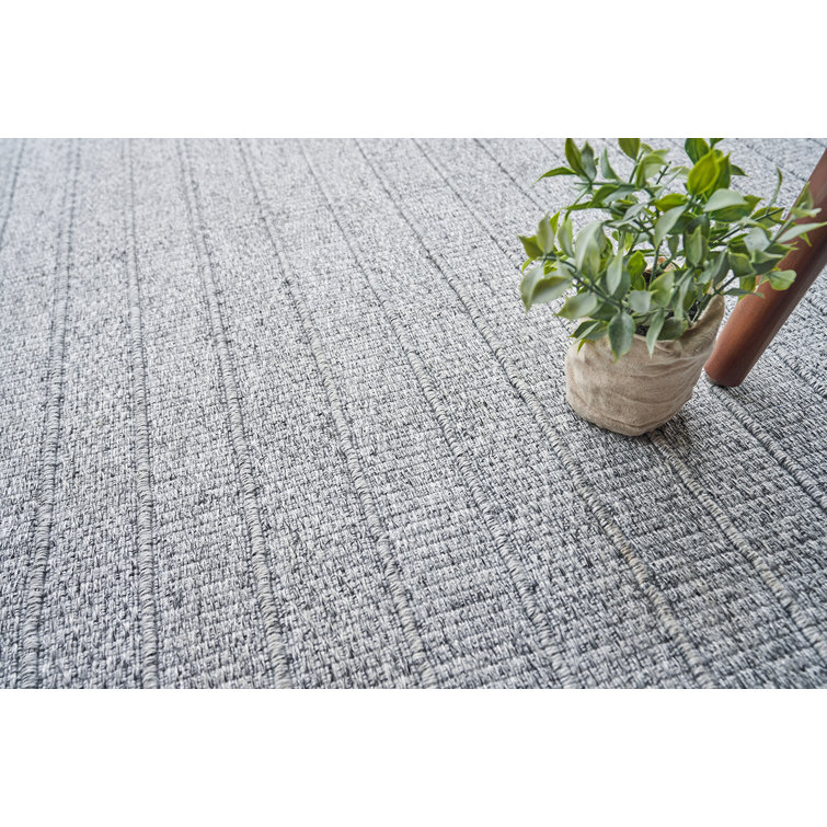 Gray Striped Synthetic Flat Woven 10' x 14' Area Rug