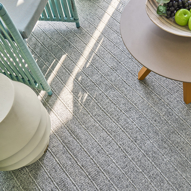 Gray Striped Synthetic Flat Woven 10' x 14' Area Rug