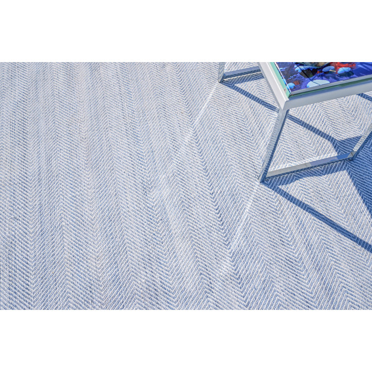 Astral Chevron 5' x 8' Blue Synthetic Flatweave Rug