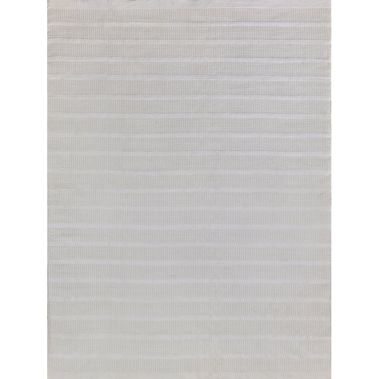 Light Beige Flat Woven Striped Synthetic Rug, 6' x 9'
