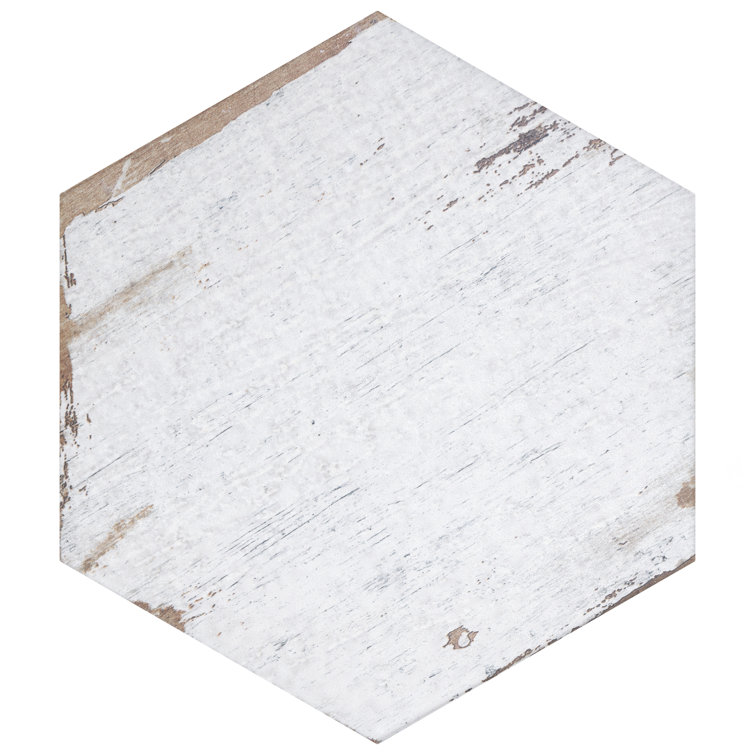 Retro Hex Blanc 7" x 8" Porcelain Hexagon Tile for Walls & Floors