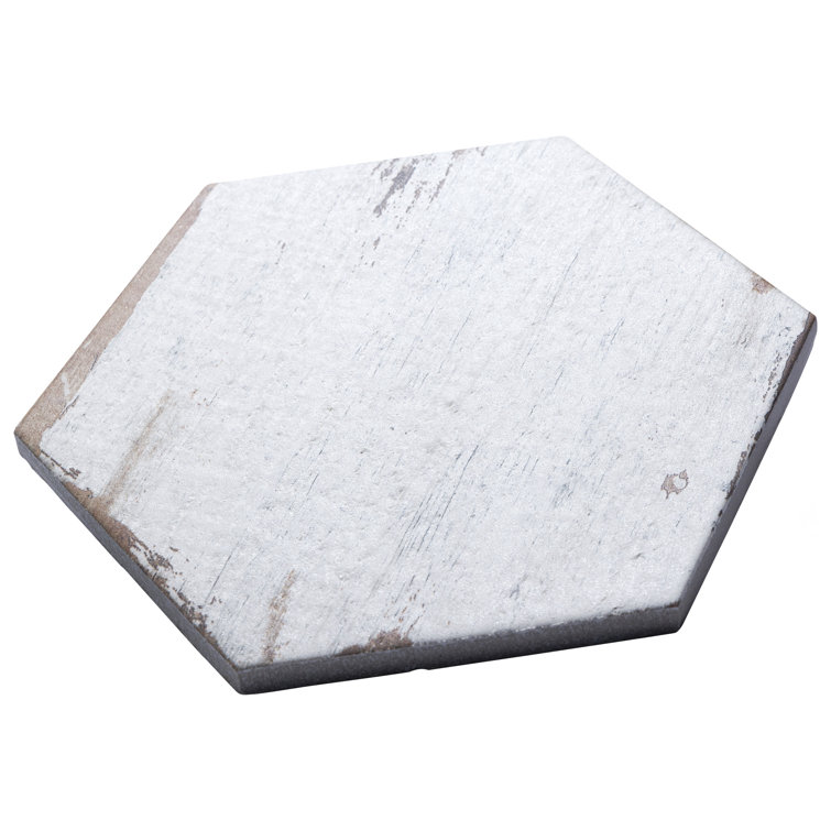 Retro Hex Blanc 7" x 8" Porcelain Hexagon Tile for Walls & Floors