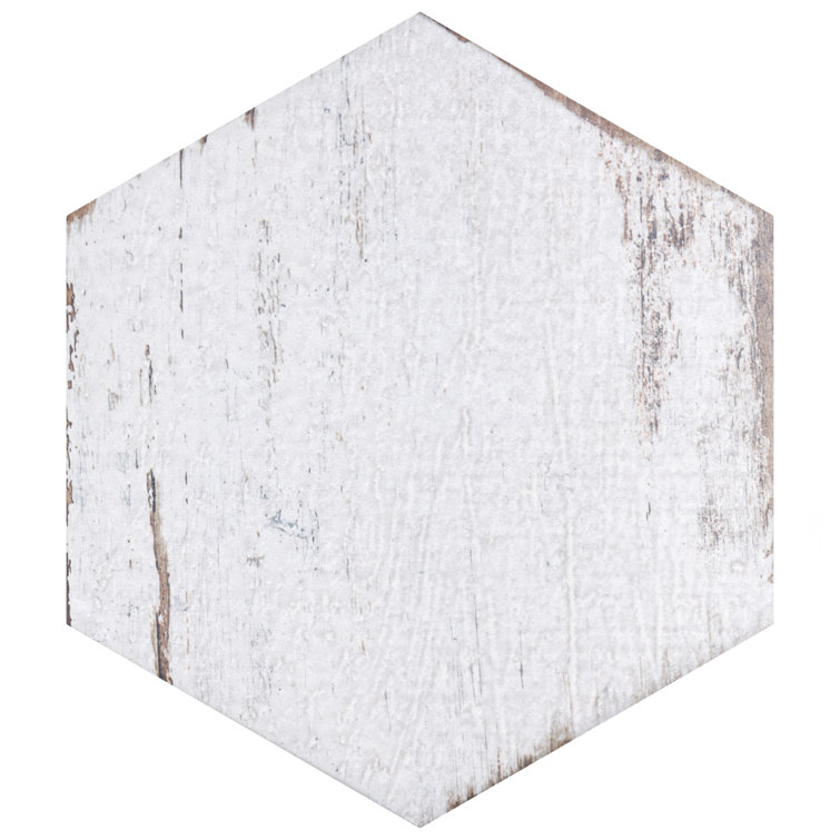 Retro Hex Blanc 7" x 8" Porcelain Hexagon Tile for Walls & Floors