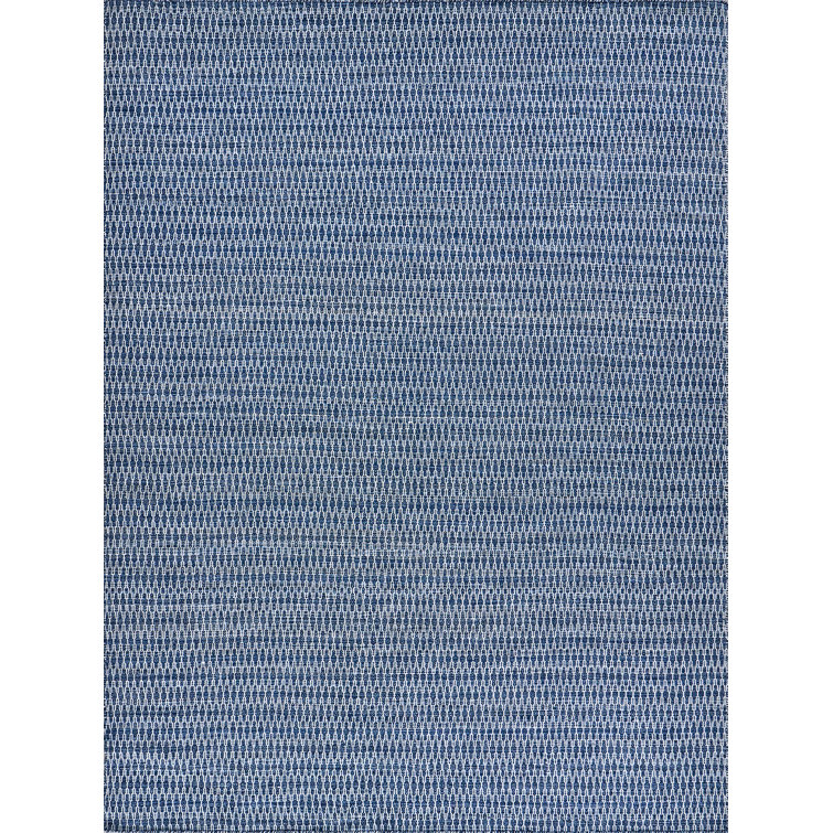 Navy and White Flat Woven Handmade Rectangular Area Rug