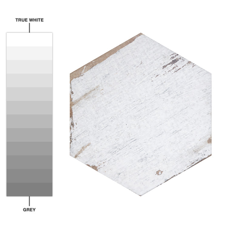 Retro Hex Blanc 7" x 8" Porcelain Hexagon Tile for Walls & Floors