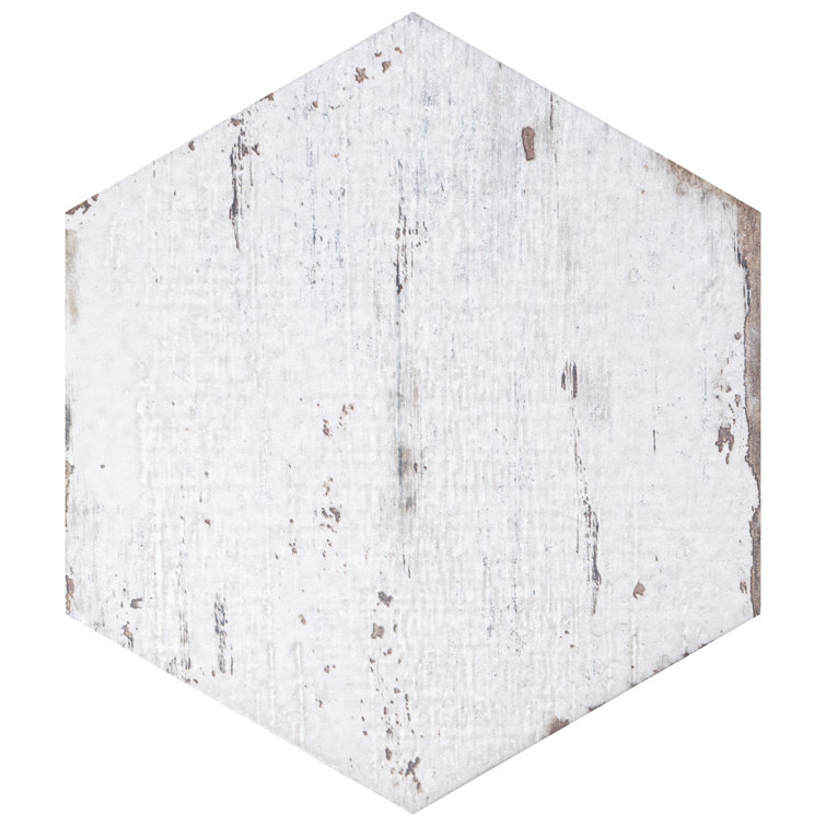 Retro Hex Blanc 7" x 8" Porcelain Hexagon Tile for Walls & Floors
