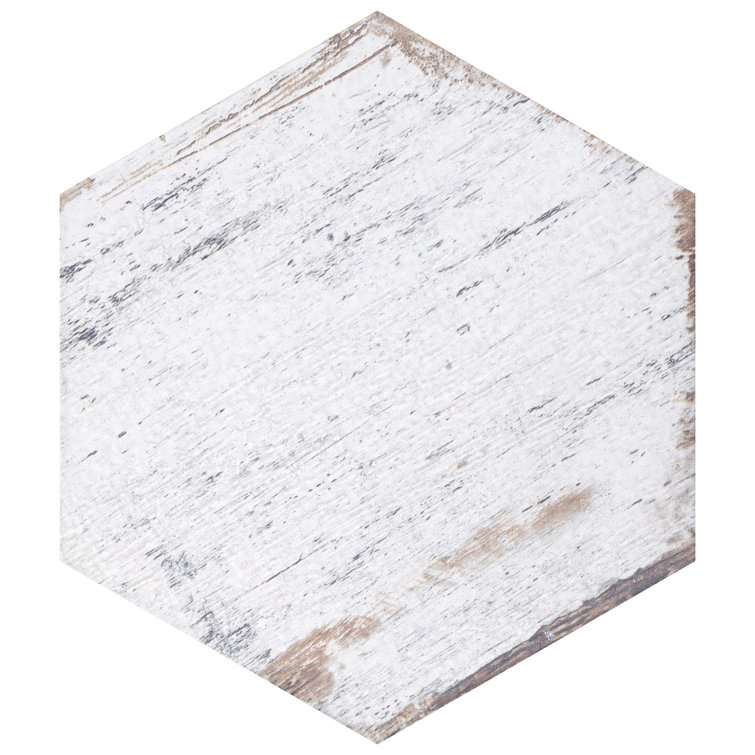 Retro Hex Blanc 7" x 8" Porcelain Hexagon Tile for Walls & Floors